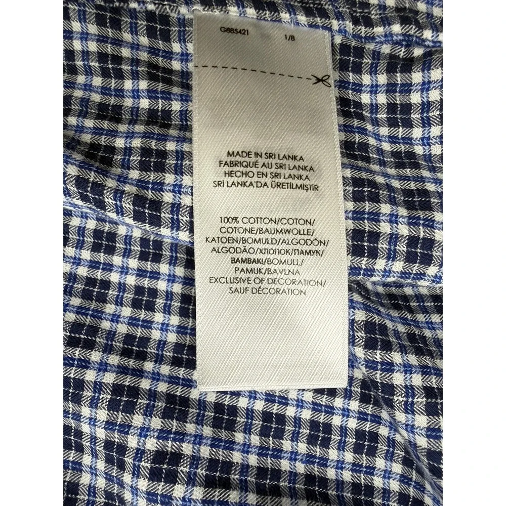 Polo Ralph Lauren Mens XL Classic Fit Plaid Button Shirt Navy Blue White Classic